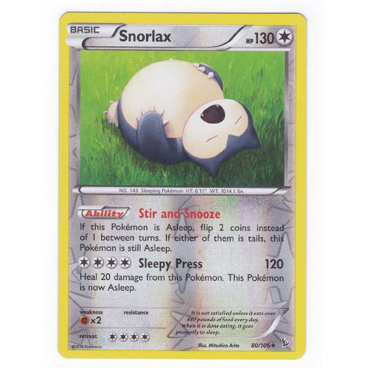 Pokemon - XY - Flashfire - (Reverse Holo) Snorlax - 80/106