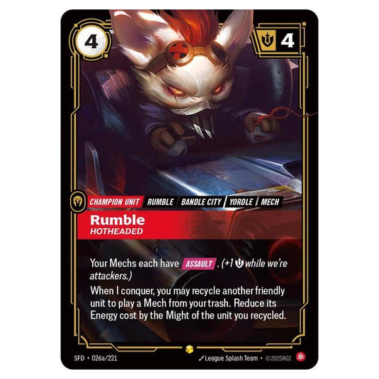Riftbound: League of Legends TCG - Spiritforged - Rumble - Hotheaded - 026a/221