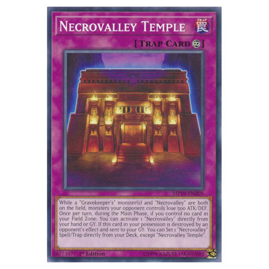 Yu-Gi-Oh! - 2019 Gold Sarcophagus Tin Mega Pack - Necrovalley Temple (Common) MP19-EN205