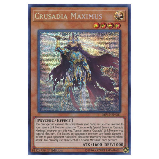 Yu-Gi-Oh! - 2019 Gold Sarcophagus Tin Mega Pack - Crusadia Maximus (Prismatic Secret Rare) MP19-EN081