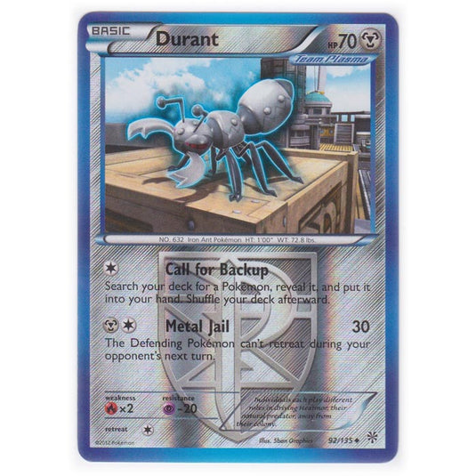 Pokemon - Black & White - Plasma Storm (Reverse Holo) - Durant - 92/135
