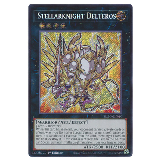 Stellarknight Delteros (Chibi artwork) BLGG-EN010 card from the Yu-Gi-Oh! set Battles of Legend: Glorious Gallery