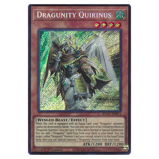 Dragunity Quirinus BLGG-EN011 card from the Yu-Gi-Oh! set Battles of Legend: Glorious Gallery