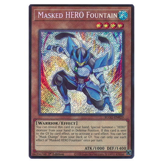Masked HERO Fountain BLGG-EN029 card from the Yu-Gi-Oh! set Battles of Legend: Glorious Gallery