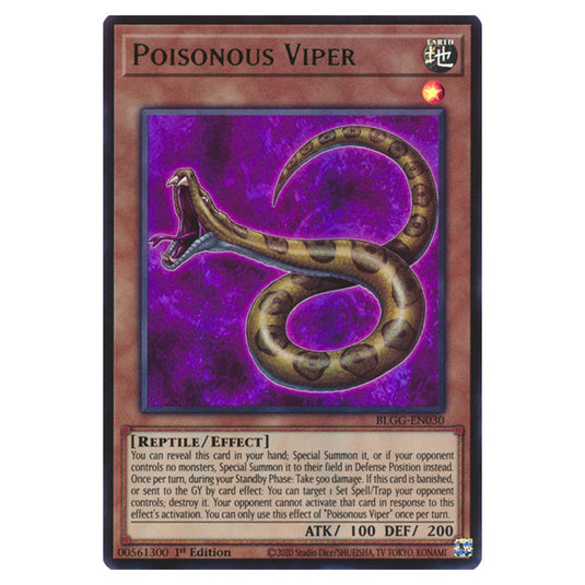 Poisonous Viper BLGG-EN030 card from the Yu-Gi-Oh! set Battles of Legend: Glorious Gallery