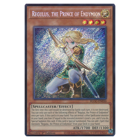 Regulus, the Prince of Endymion BLGG-EN050 card from the Yu-Gi-Oh! set Battles of Legend: Glorious Gallery