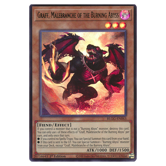 Graff, Malebranche of the Burning Abyss BLGG-EN063 card from the Yu-Gi-Oh! set Battles of Legend: Glorious Gallery