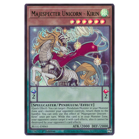 Majespecter Unicorn - Kirin BLGG-EN065 card from the Yu-Gi-Oh! set Battles of Legend: Glorious Gallery