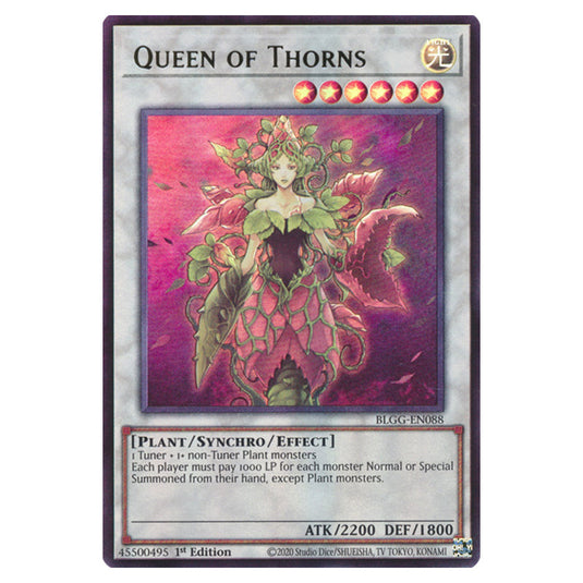 Queen of Thorns BLGG-EN088 card from the Yu-Gi-Oh! set Battles of Legend: Glorious Gallery
