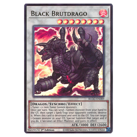 Black Brutdrago BLGG-EN089 card from the Yu-Gi-Oh! set Battles of Legend: Glorious Gallery