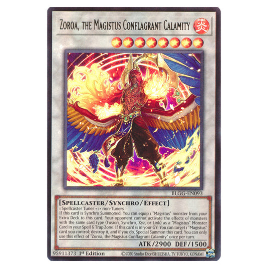 Zoroa, the Magistus Conflagrant Calamity BLGG-EN093 card from the Yu-Gi-Oh! set Battles of Legend: Glorious Gallery