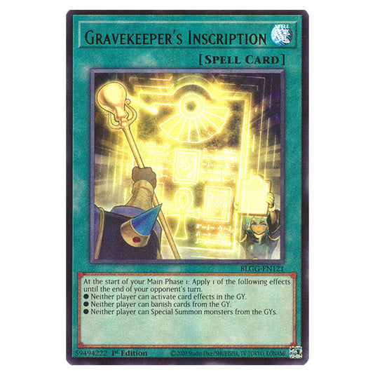 Gravekeeper's Inscription BLGG-EN121 card from the Yu-Gi-Oh! set Battles of Legend: Glorious Gallery