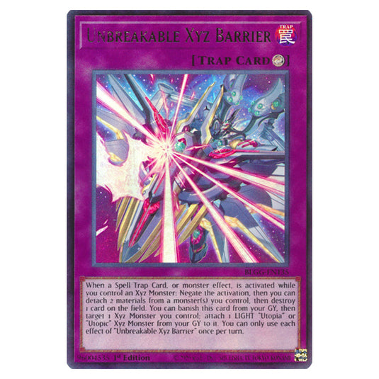 Unbreakable Xyz Barrier BLGG-EN135 card from the Yu-Gi-Oh! set Battles of Legend: Glorious Gallery