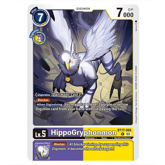 Digimon Card Game - Secret Crisis - HippoGryphonmon - (C) - BT17-066