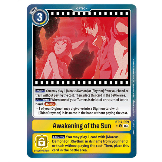 Awakening of the Sun BT17-099b card from the Digimon set Secret Crisis