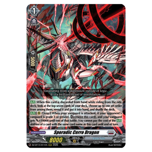 Sporadic Cerro Dragon DZ-BT14/011EN card from the Cardfight!! Vanguard set Envoys of the Crimson Moon