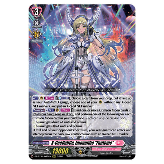 X-CeeDaNCe, Impauldio "Fantôme" DZ-BT14/019EN card from the Cardfight!! Vanguard set Envoys of the Crimson Moon