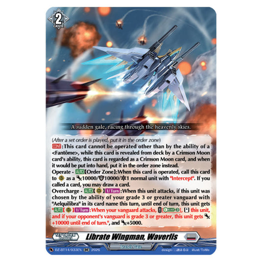 Librate Wingman, Waverlis DZ-BT14/033EN card from the Cardfight!! Vanguard set Envoys of the Crimson Moon