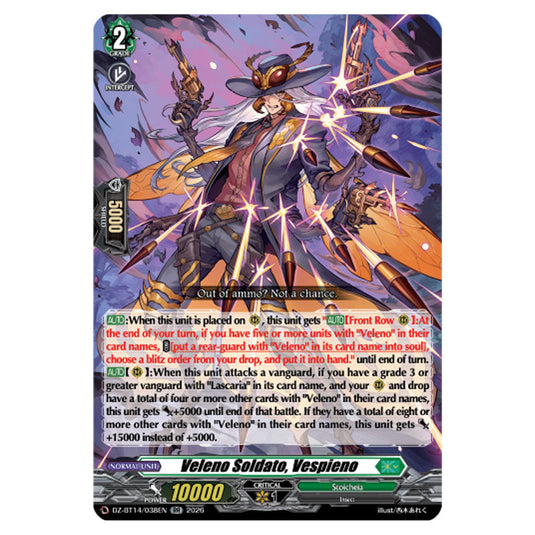 Veleno Soldato, Vespieno DZ-BT14/038EN card from the Cardfight!! Vanguard set Envoys of the Crimson Moon