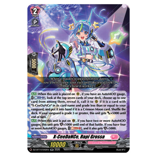 X-CeeDaNCe, Rapi Grossa DZ-BT14/042EN card from the Cardfight!! Vanguard set Envoys of the Crimson Moon