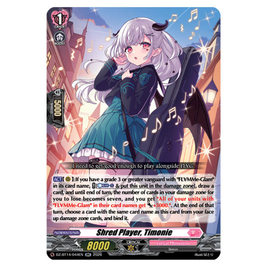 Shred Player, Timonie DZ-BT14/044EN card from the Cardfight!! Vanguard set Envoys of the Crimson Moon