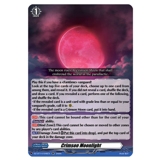 Crimson Moonlight DZ-BT14/046EN card from the Cardfight!! Vanguard set Envoys of the Crimson Moon