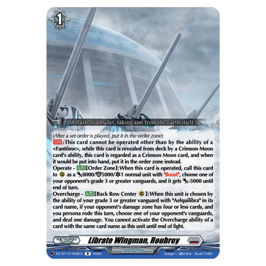 Librate Wingman, Roubroy DZ-BT14/058EN card from the Cardfight!! Vanguard set Envoys of the Crimson Moon