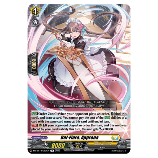 Bel-Fiore, Apprena DZ-BT14/062EN card from the Cardfight!! Vanguard set Envoys of the Crimson Moon