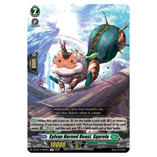 Sylvan Horned Beast, Squrelu DZ-BT14/063EN card from the Cardfight!! Vanguard set Envoys of the Crimson Moon