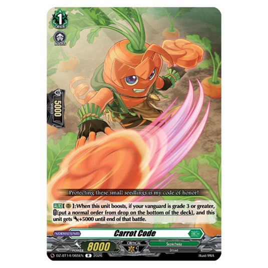 Carrot Code DZ-BT14/065EN card from the Cardfight!! Vanguard set Envoys of the Crimson Moon