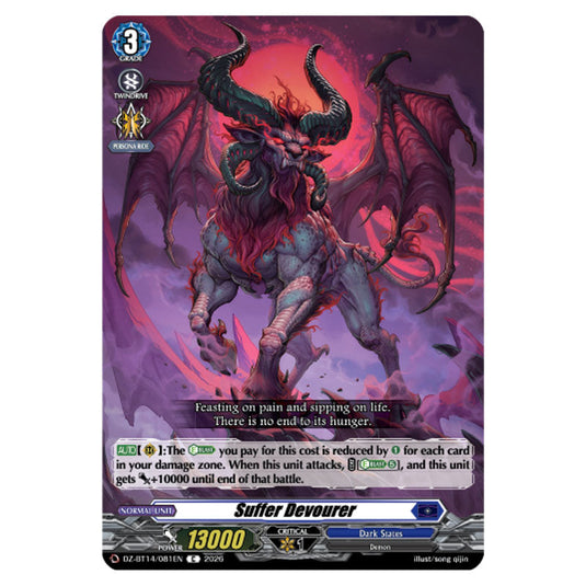 Suffer Devourer DZ-BT14/081EN card from the Cardfight!! Vanguard set Envoys of the Crimson Moon