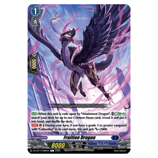 Fruition Dragon DZ-BT14/088EN card from the Cardfight!! Vanguard set Envoys of the Crimson Moon