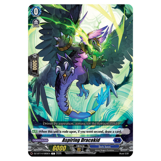 Aspiring Dracokid DZ-BT14/089EN card from the Cardfight!! Vanguard set Envoys of the Crimson Moon