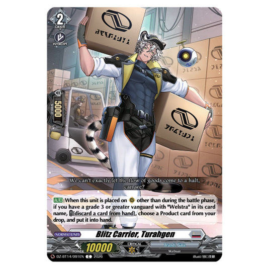 Blitz Carrier, Turahgen DZ-BT14/091EN card from the Cardfight!! Vanguard set Envoys of the Crimson Moon