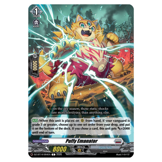 Puffy Emanator DZ-BT14/094EN card from the Cardfight!! Vanguard set Envoys of the Crimson Moon