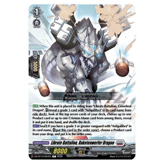 Librate Battalion, Raketenwerfer Dragon DZ-BT14/097EN card from the Cardfight!! Vanguard set Envoys of the Crimson Moon