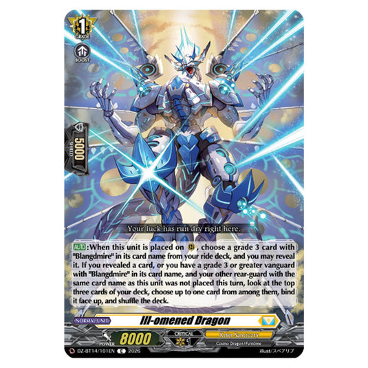 Ill-omened Dragon DZ-BT14/101EN card from the Cardfight!! Vanguard set Envoys of the Crimson Moon