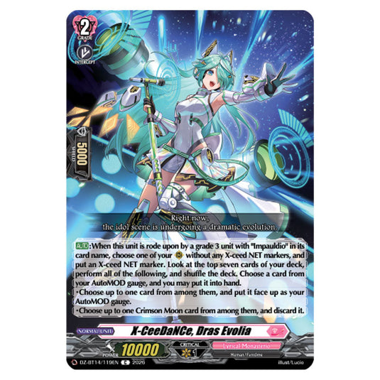 X-CeeDaNCe, Dras Evolia DZ-BT14/119EN card from the Cardfight!! Vanguard set Envoys of the Crimson Moon
