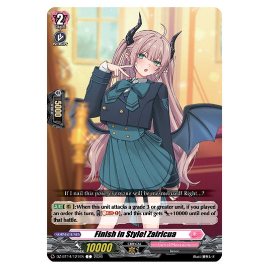 Finish in Style! Zairicua DZ-BT14/121EN card from the Cardfight!! Vanguard set Envoys of the Crimson Moon