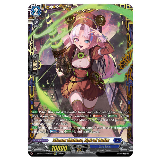 Steam Maiden, Spiral Cutie DZ-BT14/FFR06EN card from the Cardfight!! Vanguard set Envoys of the Crimson Moon