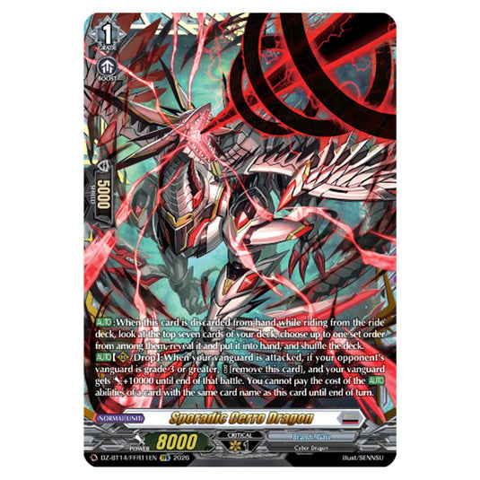 Sporadic Cerro Dragon DZ-BT14/FFR11EN card from the Cardfight!! Vanguard set Envoys of the Crimson Moon