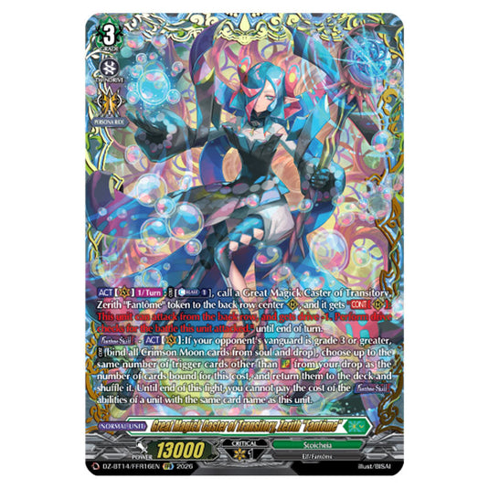 Great Magick Caster of Transitory, Zerith "Fantôme" DZ-BT14/FFR16EN card from the Cardfight!! Vanguard set Envoys of the Crimson Moon