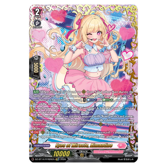 Eyes of Miracle, Aimantine DZ-BT14/FFR20EN card from the Cardfight!! Vanguard set Envoys of the Crimson Moon