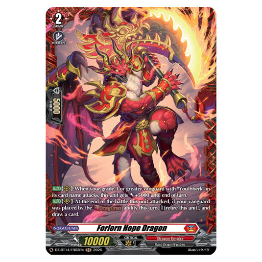 Forlorn Hope Dragon DZ-BT14/FR03EN card from the Cardfight!! Vanguard set Envoys of the Crimson Moon