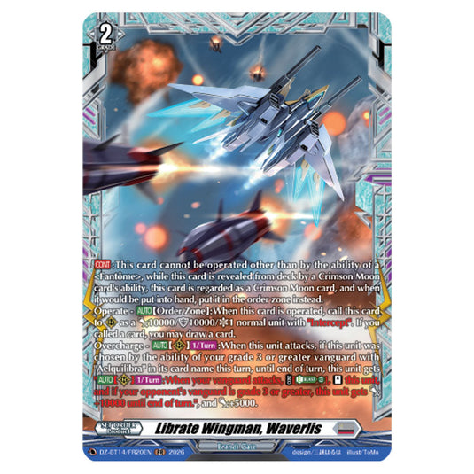 Librate Wingman, Waverlis DZ-BT14/FR20EN card from the Cardfight!! Vanguard set Envoys of the Crimson Moon