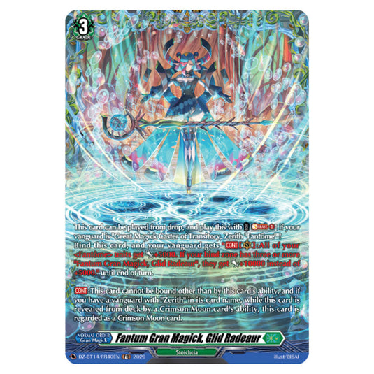 Fantum Gran Magick, Glid Radeaur DZ-BT14/FR40EN card from the Cardfight!! Vanguard set Envoys of the Crimson Moon