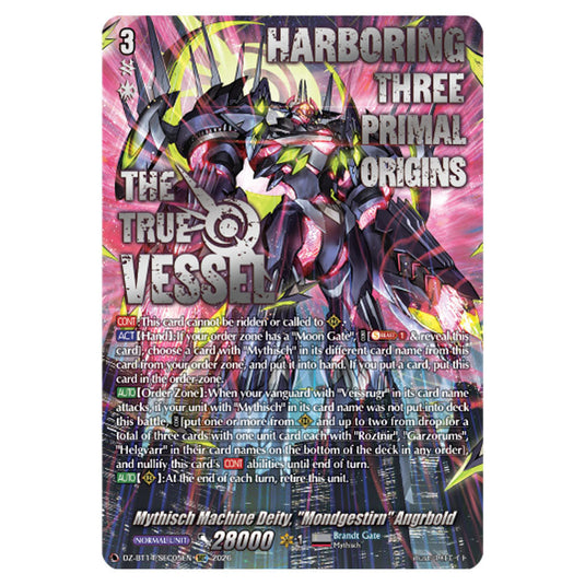 Mythisch Machine Deity, "Mondgestirn" Angrbold DZ-BT14/SEC05EN card from the Cardfight!! Vanguard set Envoys of the Crimson Moon