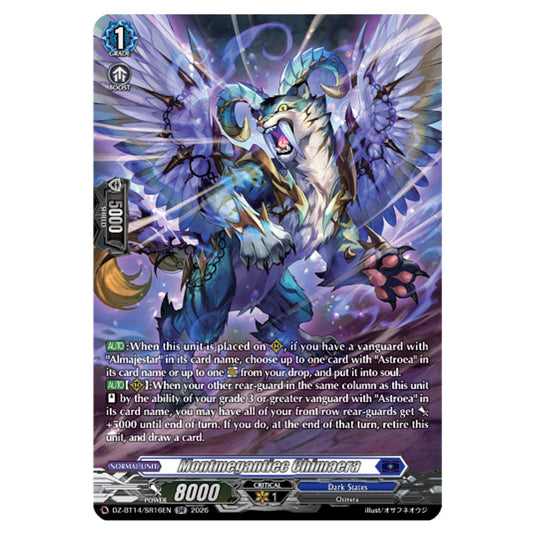 Montmegantiec Chimaera DZ-BT14/SR16EN card from the Cardfight!! Vanguard set Envoys of the Crimson Moon