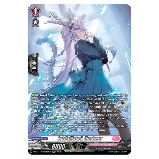LettiaMateS, Uncizera DZ-BT14/SR45EN card from the Cardfight!! Vanguard set Envoys of the Crimson Moon