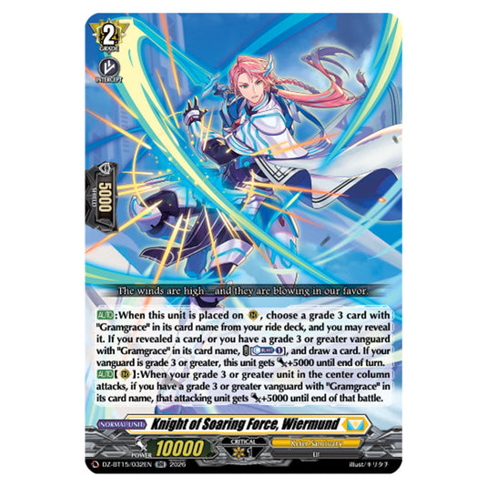 Knight of Soaring Force, Wiermund DZ-BT15/032EN card from the Cardfight!! Vanguard set Strike of Illusionary Shadows